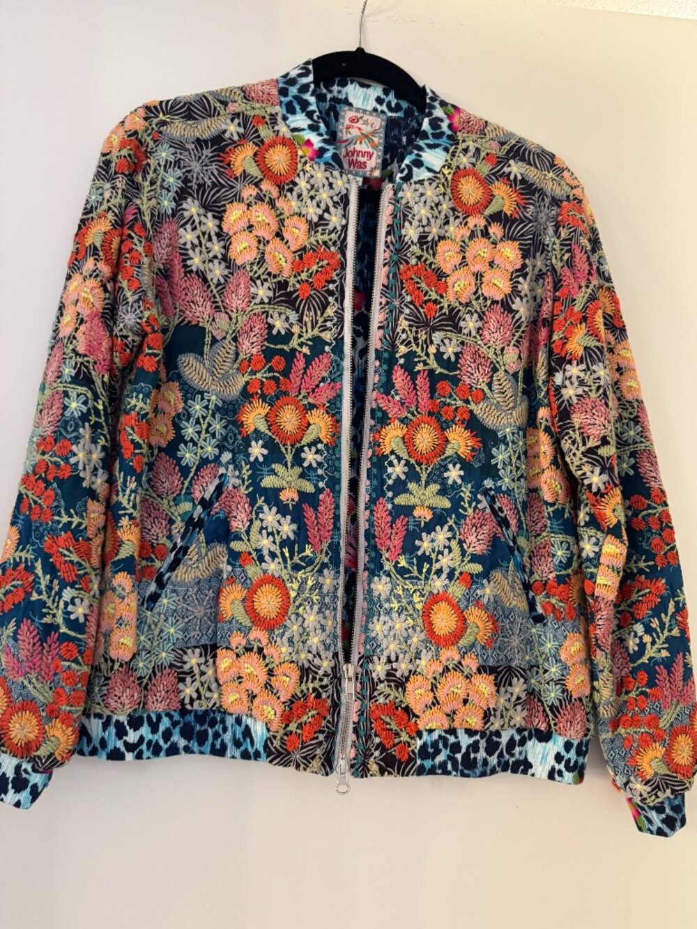 Johnny Was Embroidered Bomber Jacket Size S
